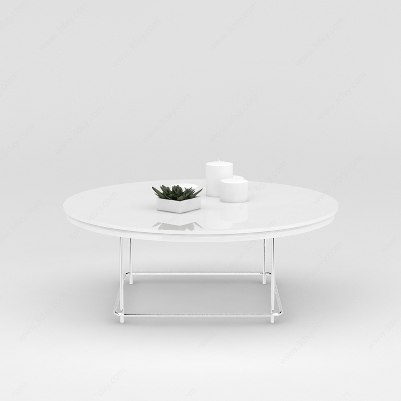 白色矮桌3D模型