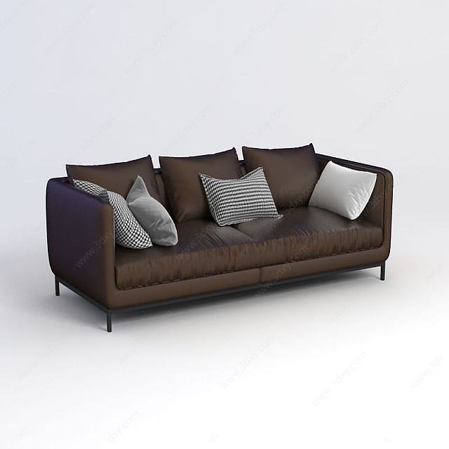 棕色长沙发3D模型