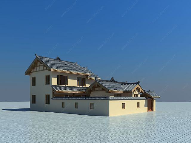 川西风格别墅3D模型