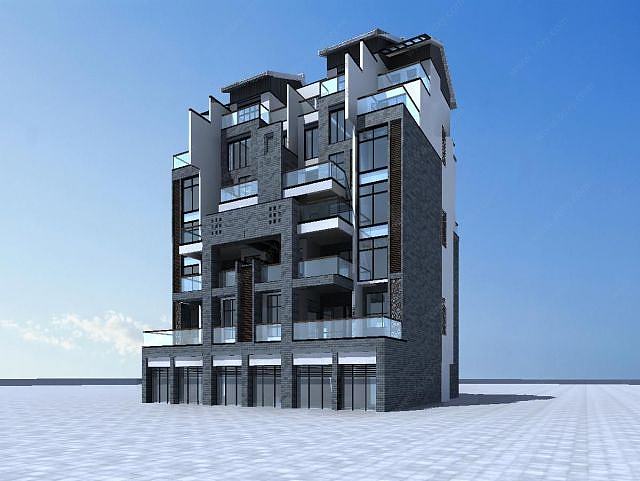 中式多层住宅楼3D模型