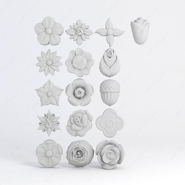 花卉形状雕花3D模型