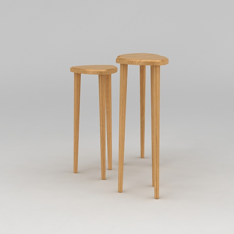 木质高脚凳3D模型