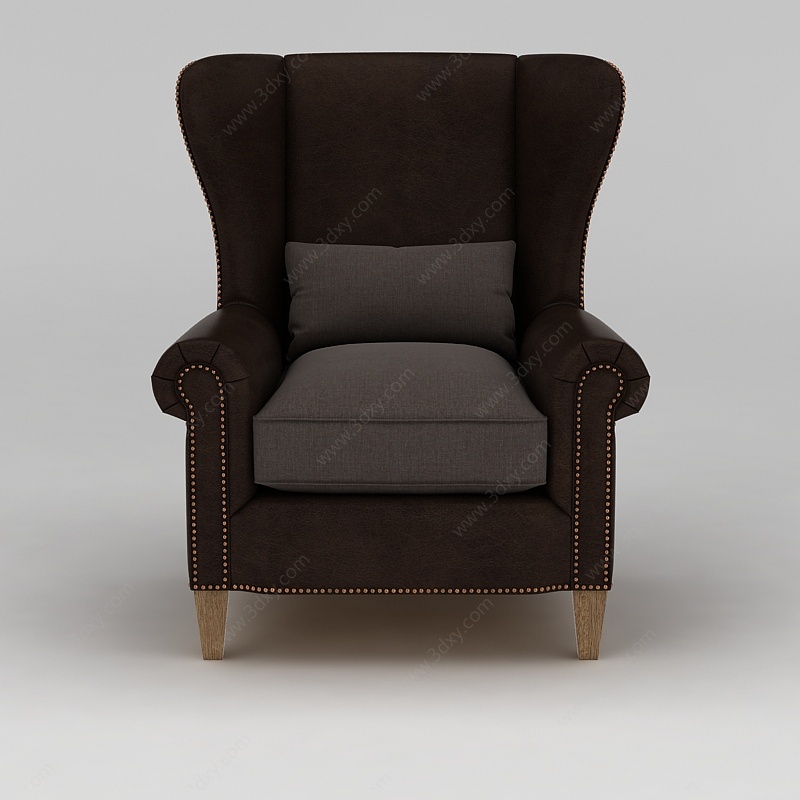 棕色单人沙发3D模型