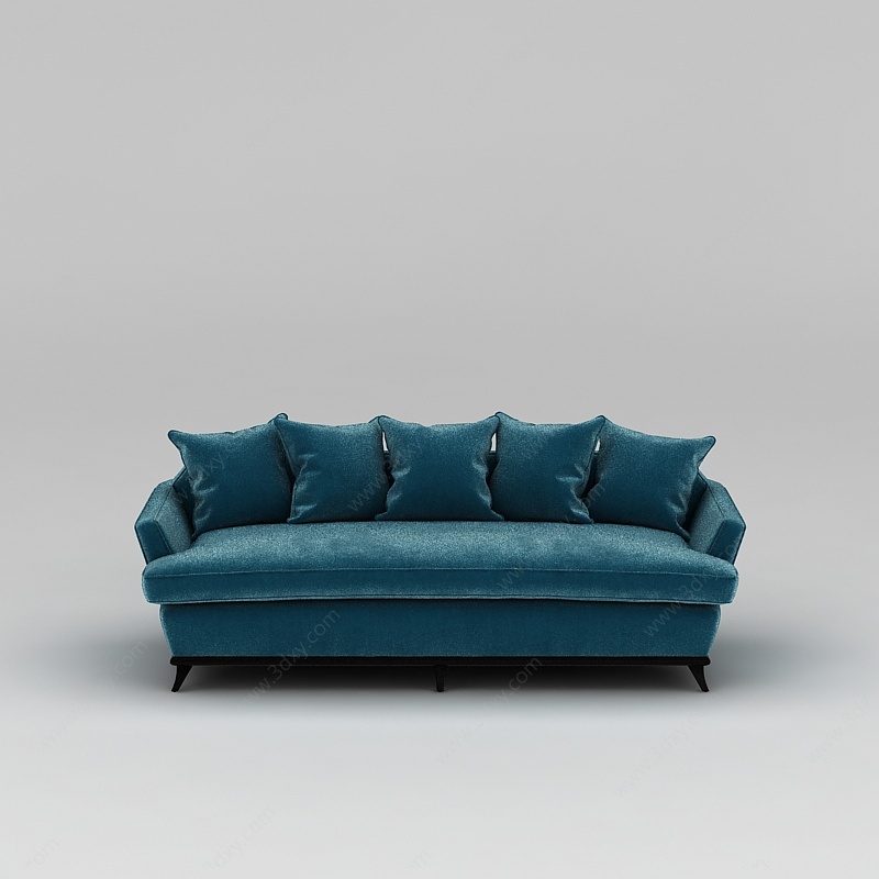 蓝色长沙发3D模型