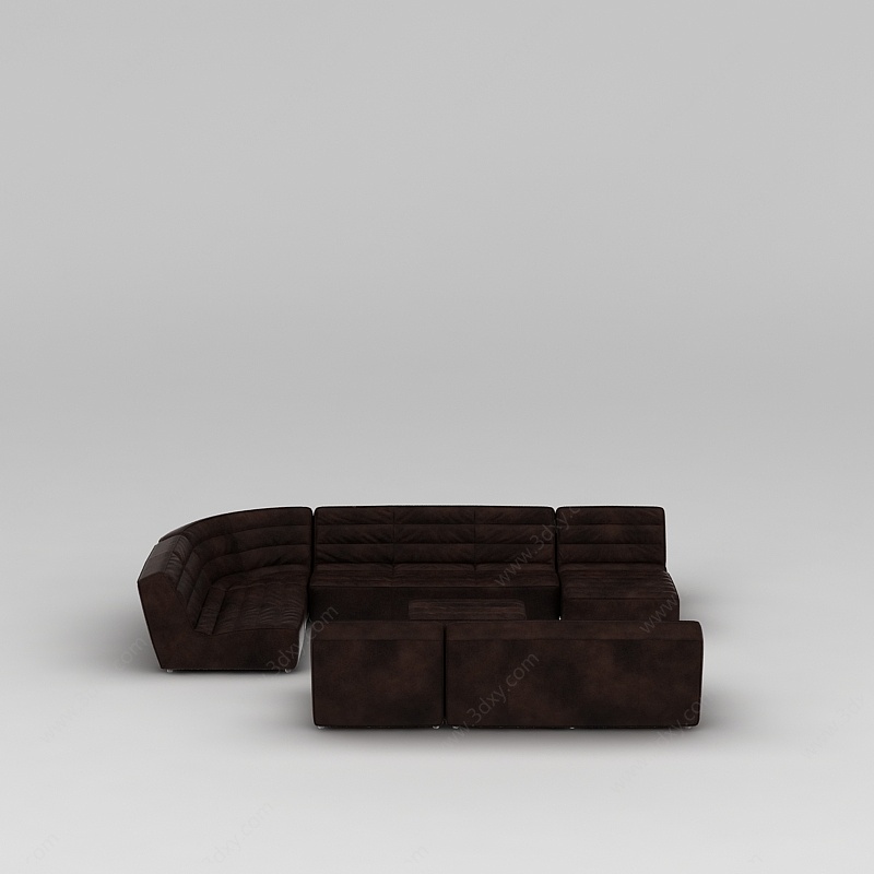 棕色拐角沙发3D模型