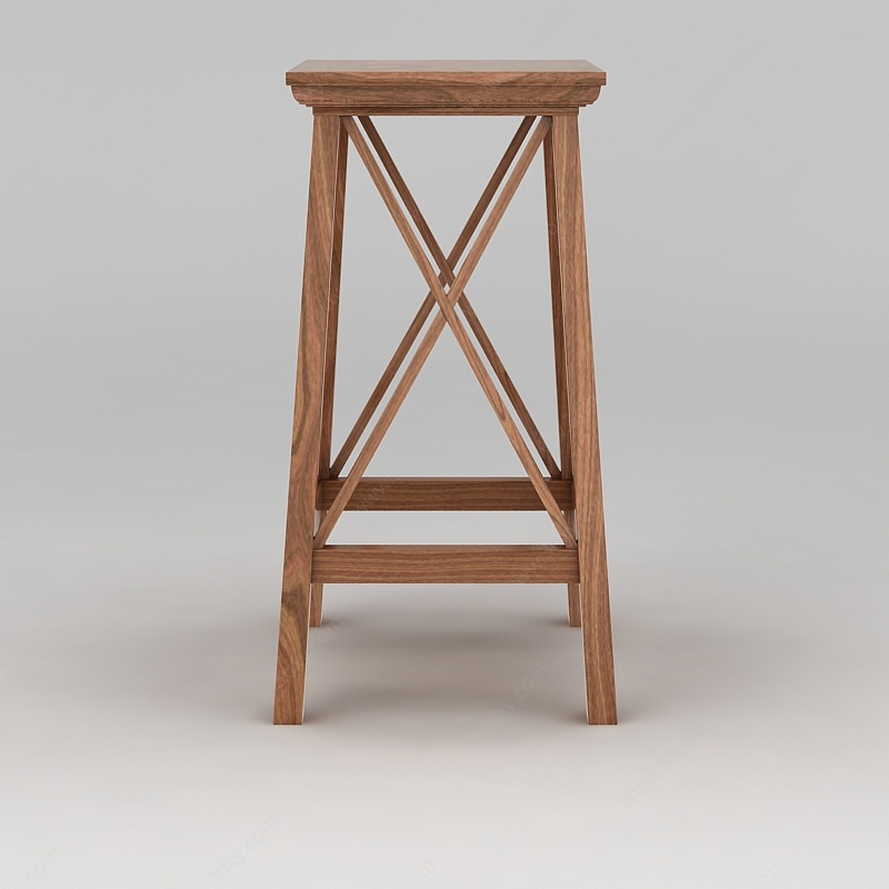 高脚木凳3D模型