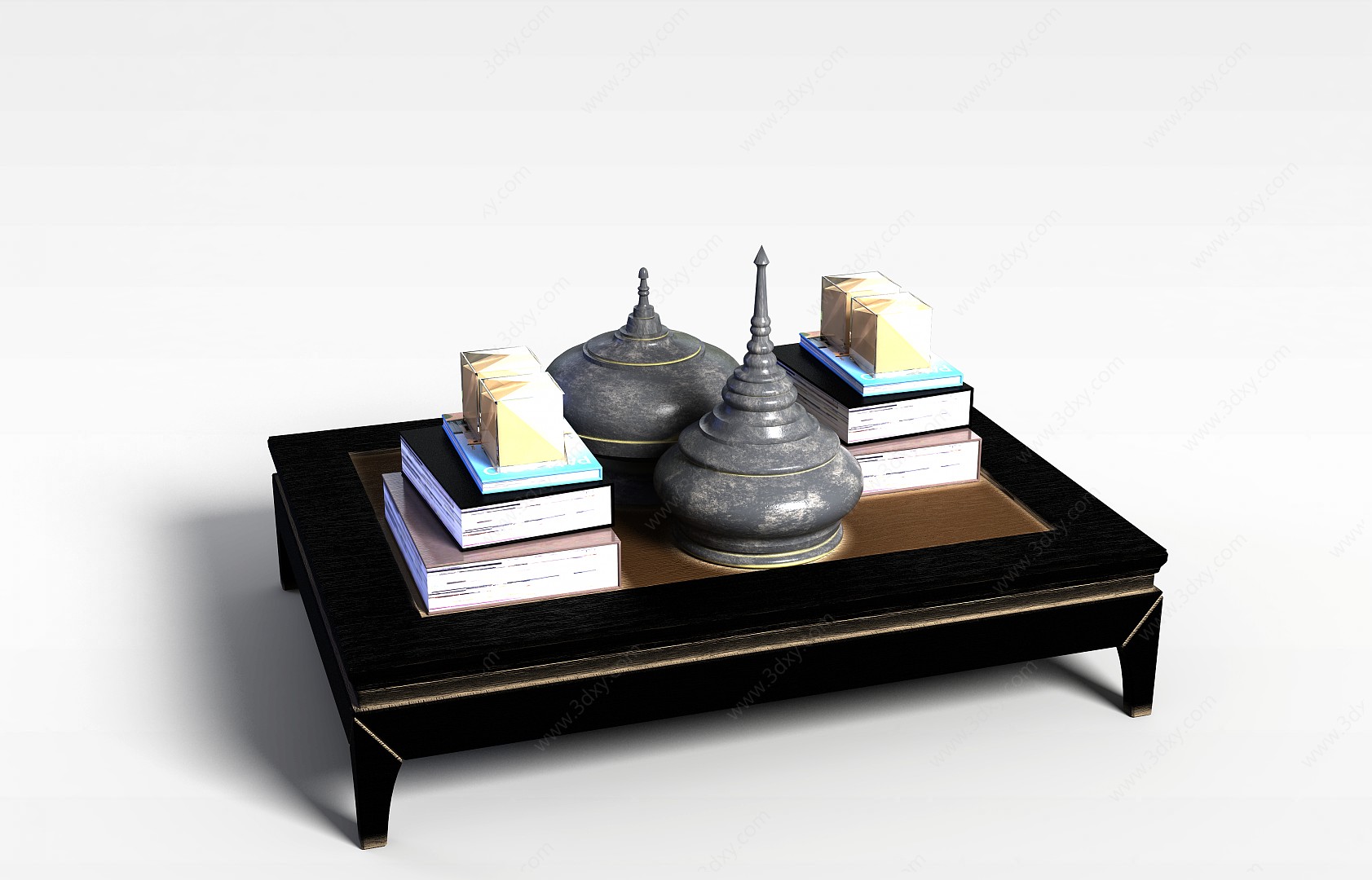 中式古典茶几陈设品组合3D模型