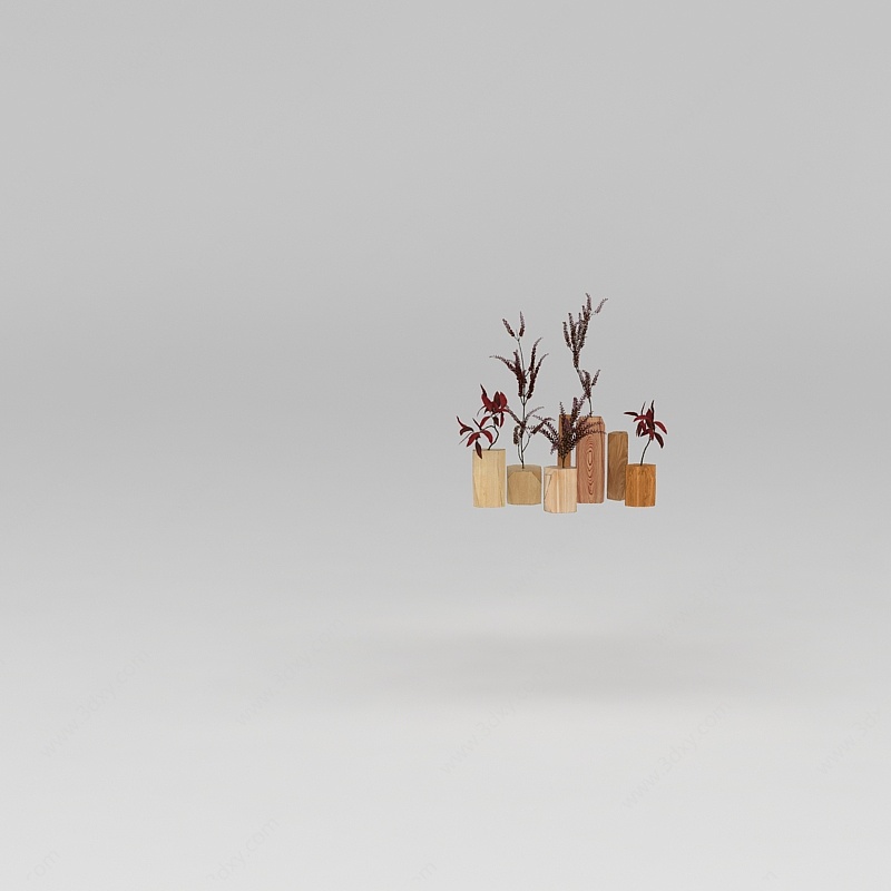 木制花瓶装饰3D模型