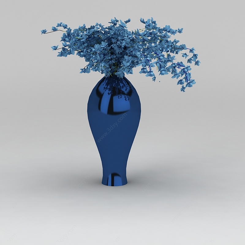 蓝色精美装饰花瓶3D模型
