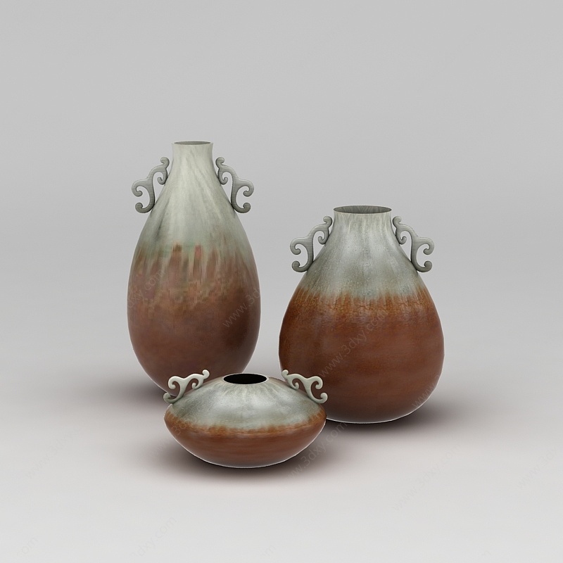 双色陶瓷艺术花瓶3D模型