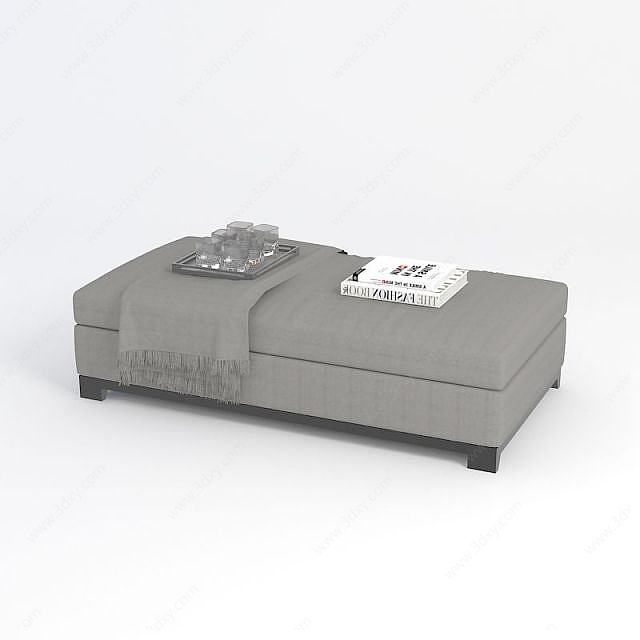 灰色沙发凳3D模型