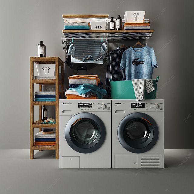 洗衣机置物衣架组合3D模型