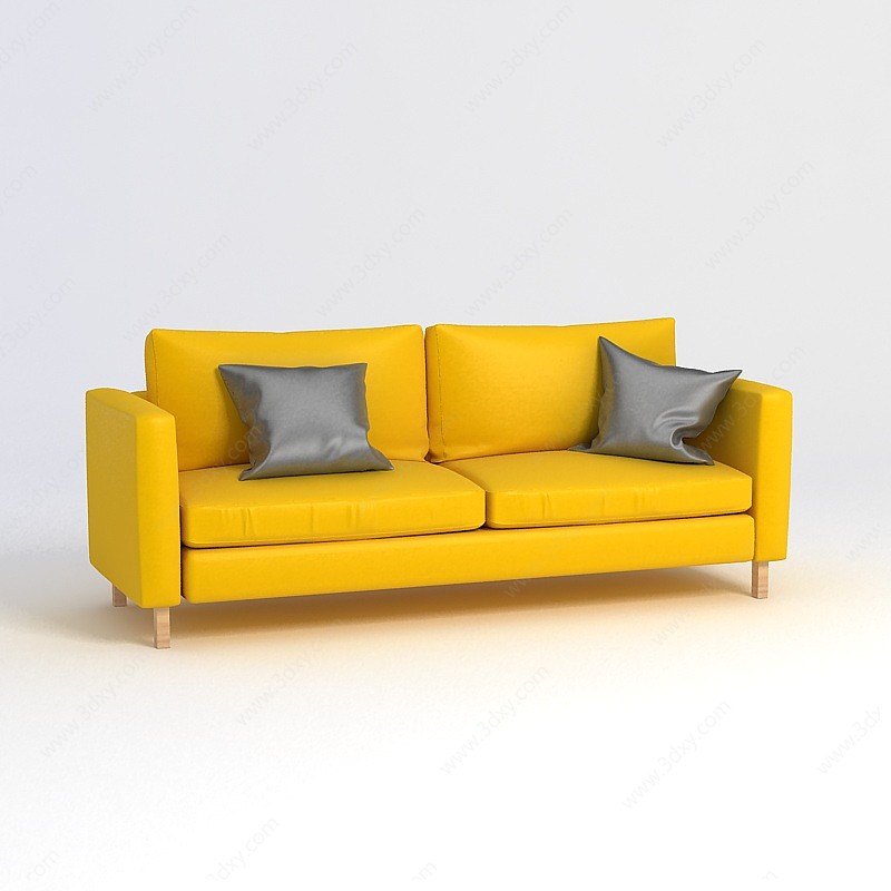 黄色双人沙发3D模型