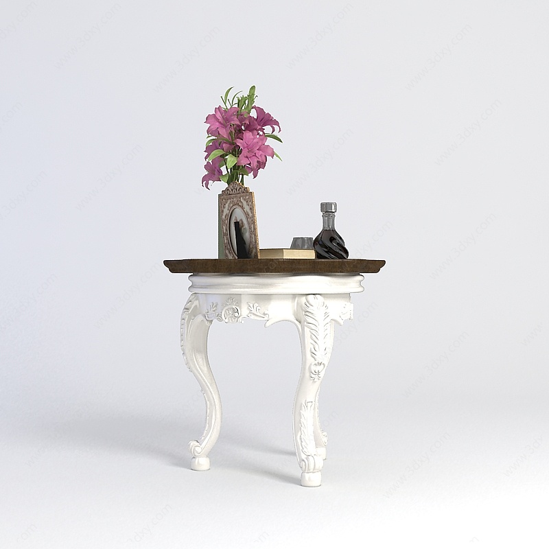欧式花几装饰花瓶组合3D模型
