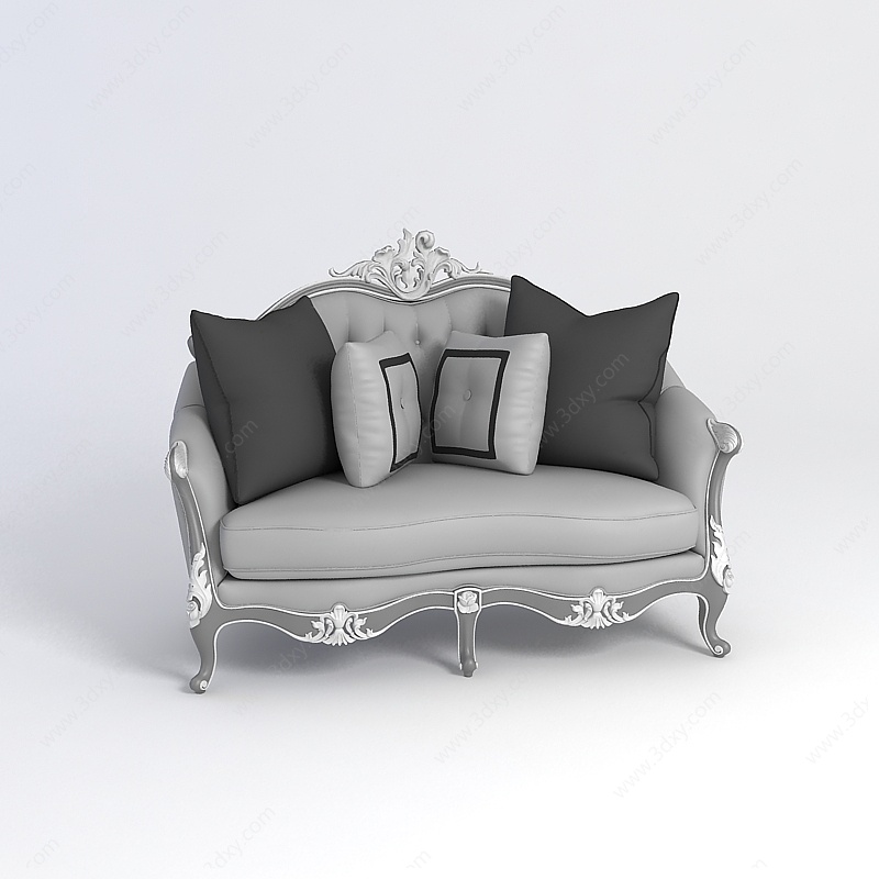 欧式灰色沙发3D模型