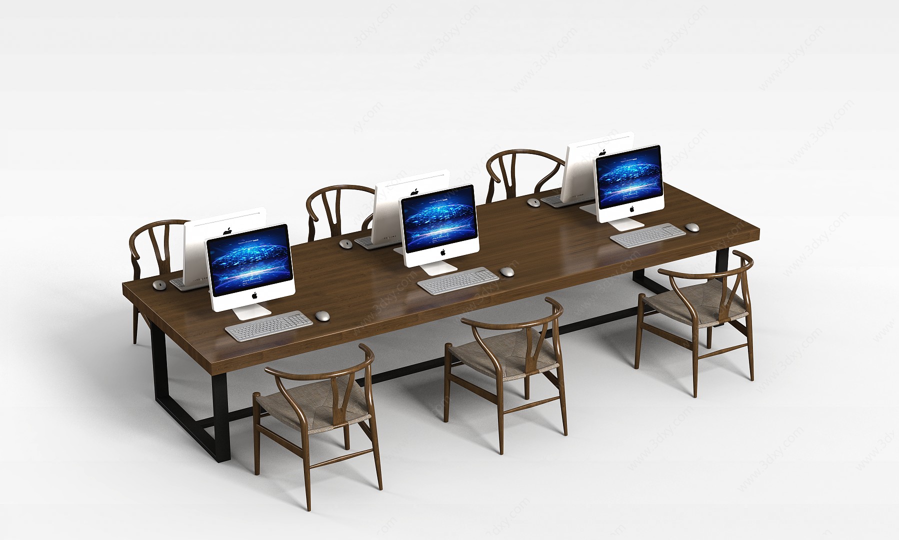 办公桌椅电脑组合3D模型