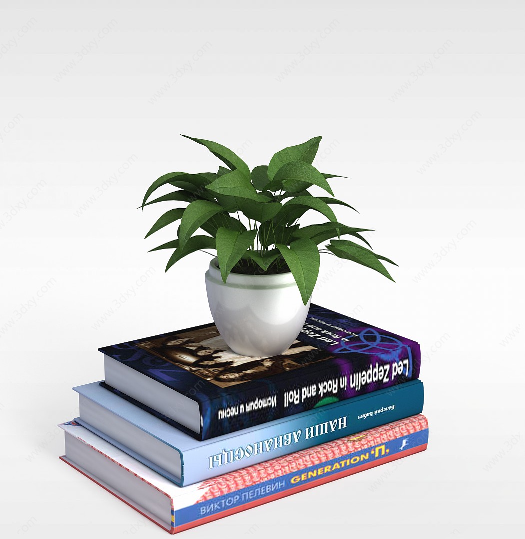 书籍和植物3D模型