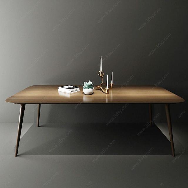 现代木餐桌3D模型