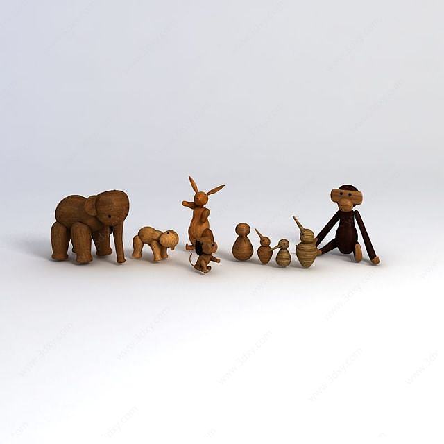木质玩具摆件3D模型