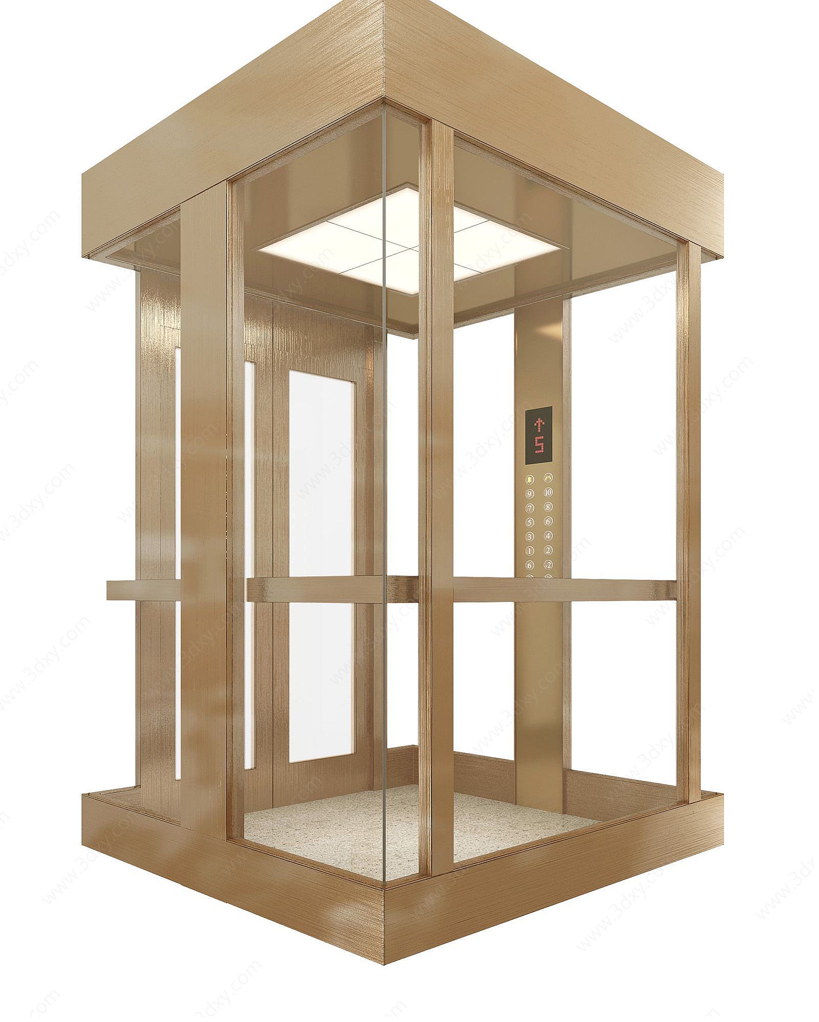 拉丝不锈钢观光电梯3D模型