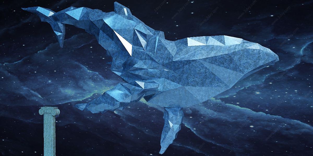 晶体鲸鱼摆件3D模型