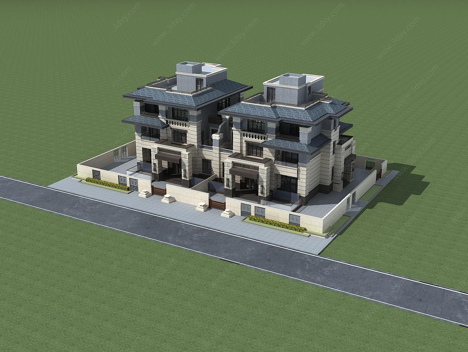 欧式联排别墅3D模型