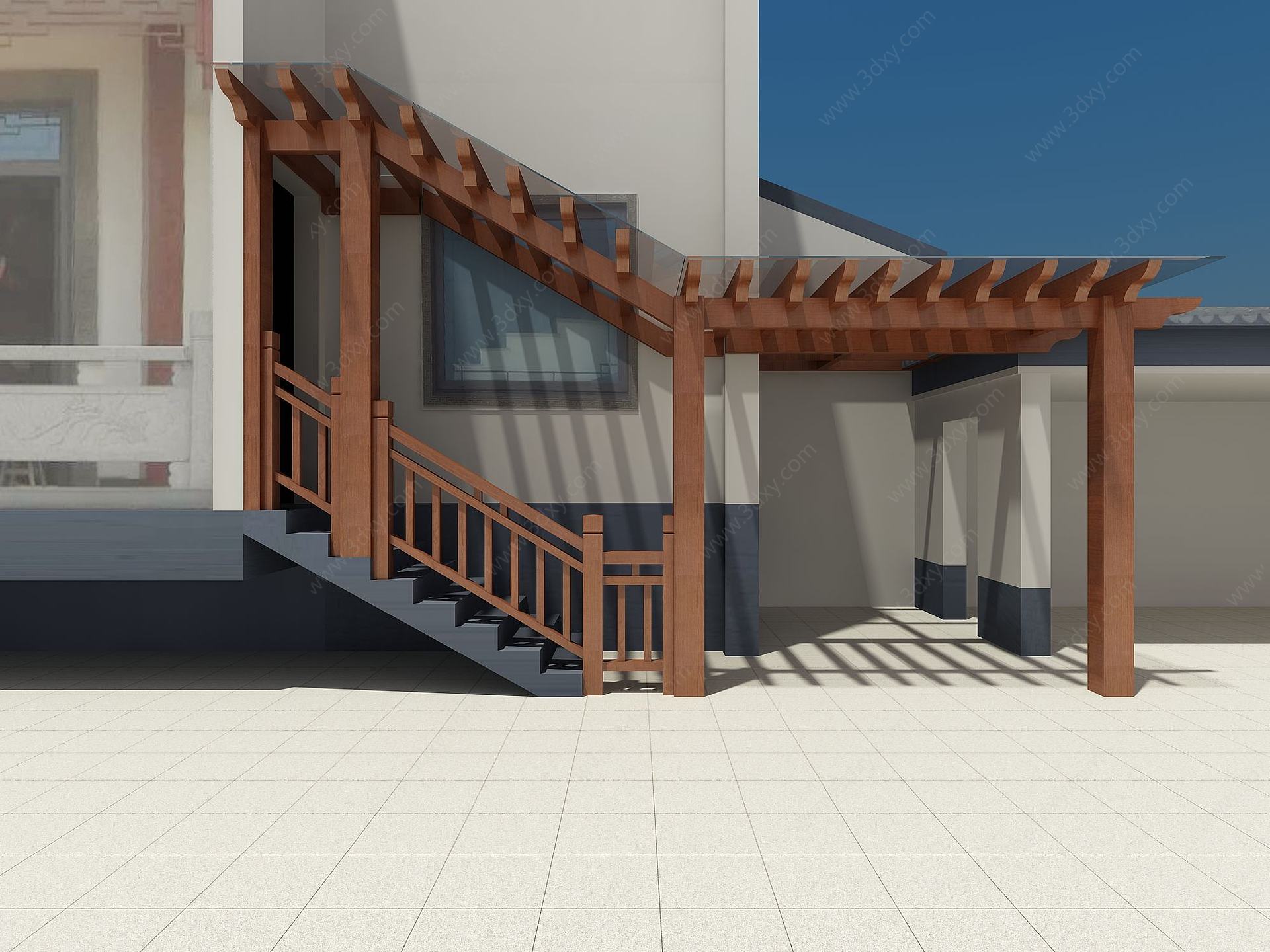 别墅入户廊架3D模型