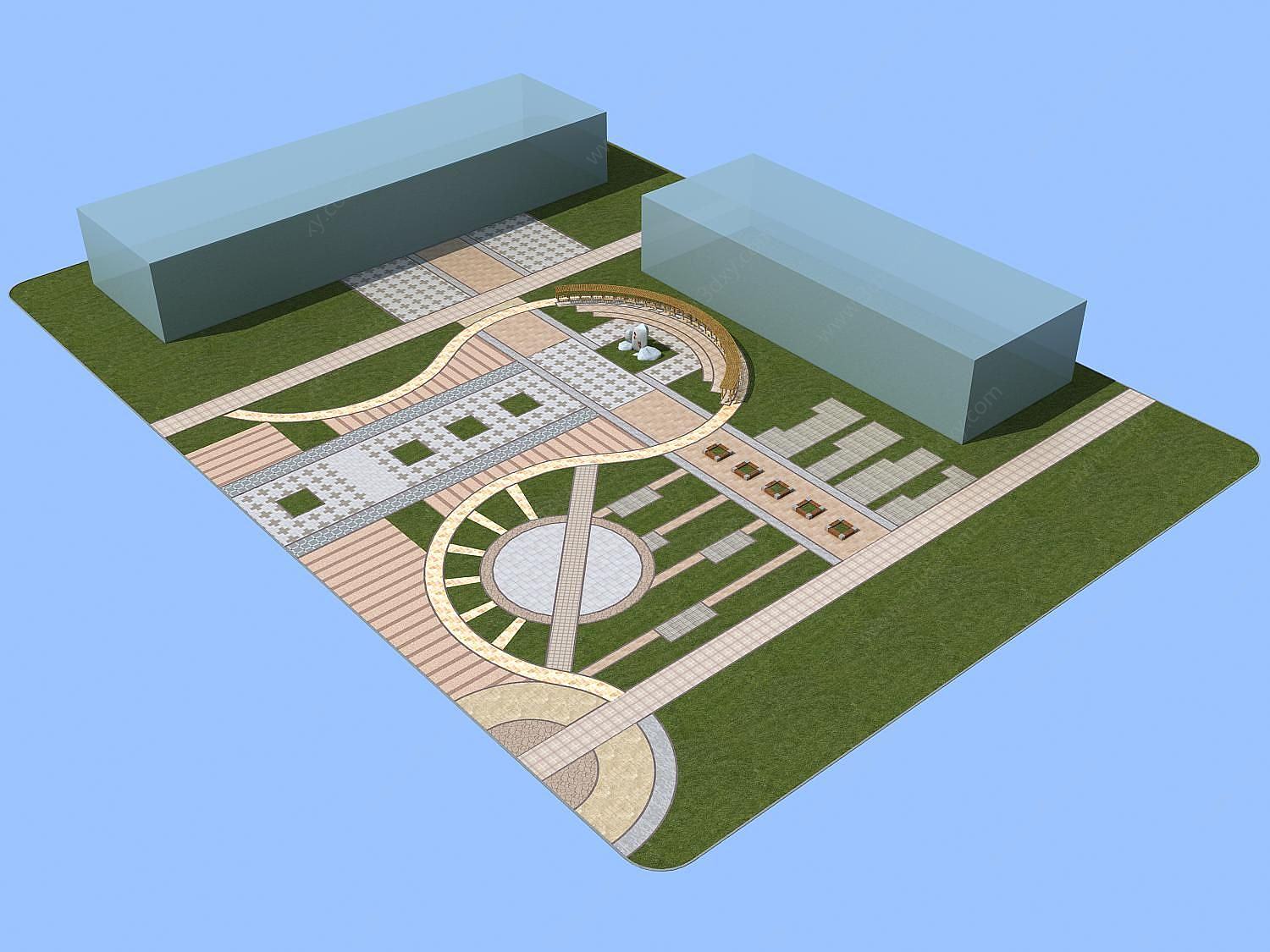 主轴景观广场3D模型