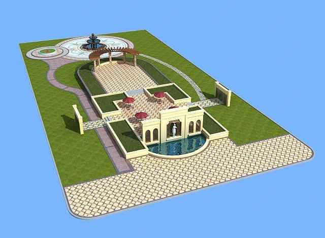 中心景观广场3D模型