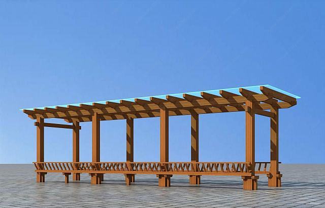 花架木廊3D模型