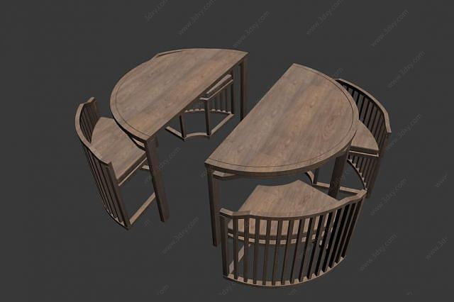 环形桌椅3D模型