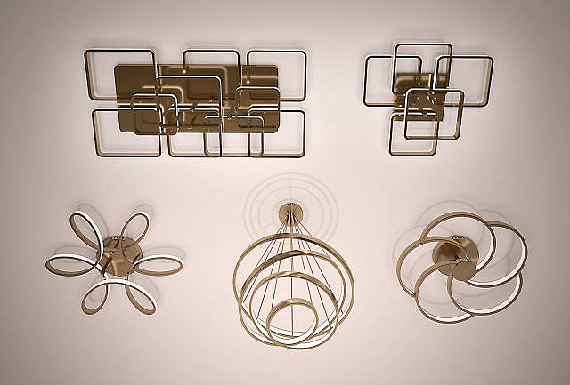 现代金属创意环形吊灯3D模型