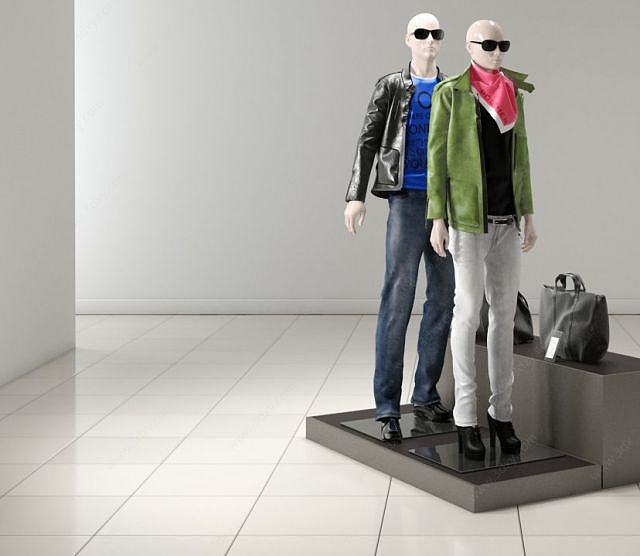 商场服装模特组合3D模型