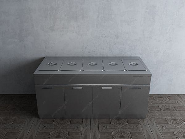 餐厅厨房不锈钢厨具热菜柜3D模型