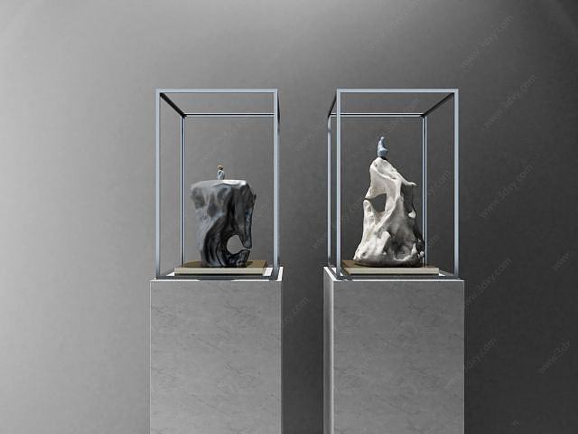 新中式摆件石头雕塑3D模型