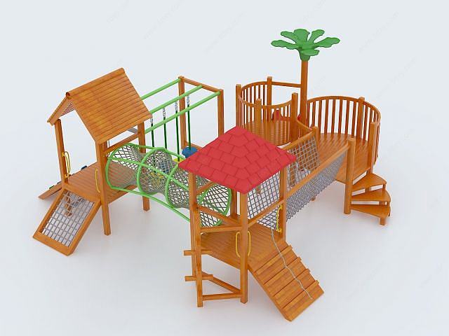 儿童木制滑梯3D模型