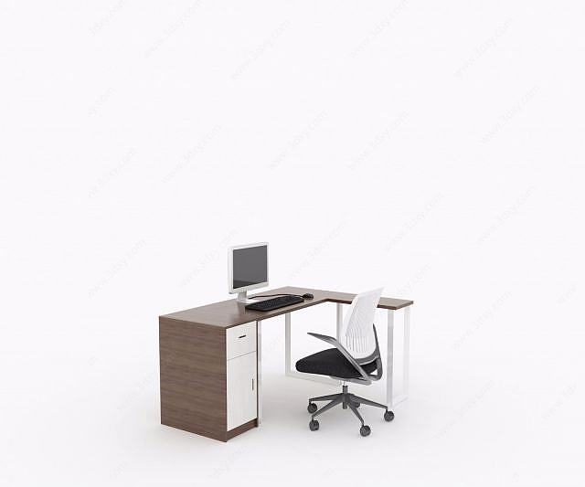 现代简约办公桌3D模型