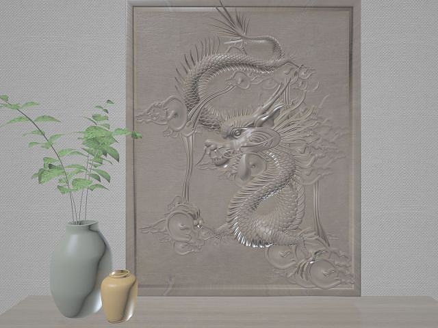 中式龙雕版画3D模型