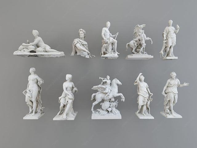 欧式人物雕塑3D模型