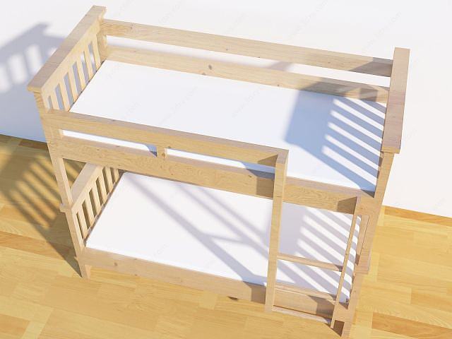 实木上下床3D模型