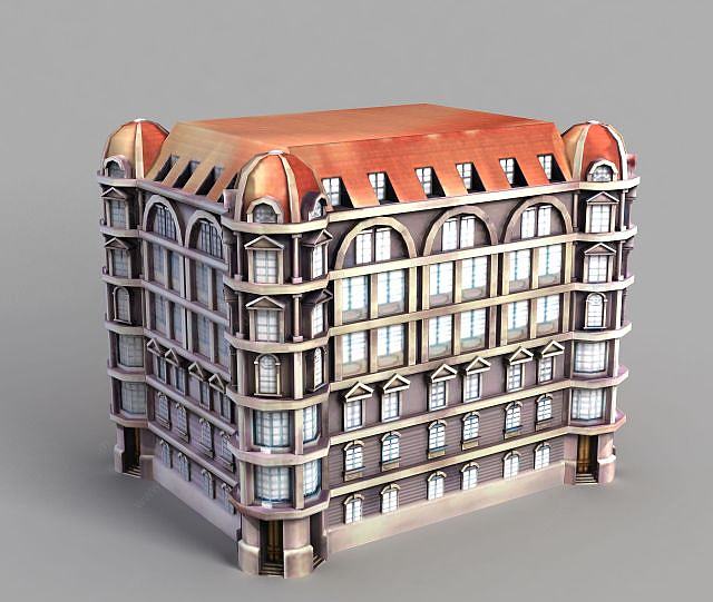 游戏场景大楼装饰3D模型