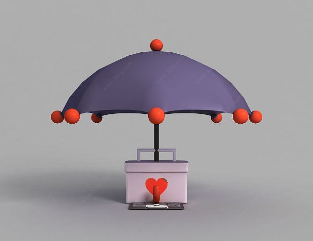 游戏场景雨伞装饰3D模型