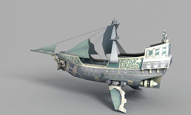 动漫帆船3D模型