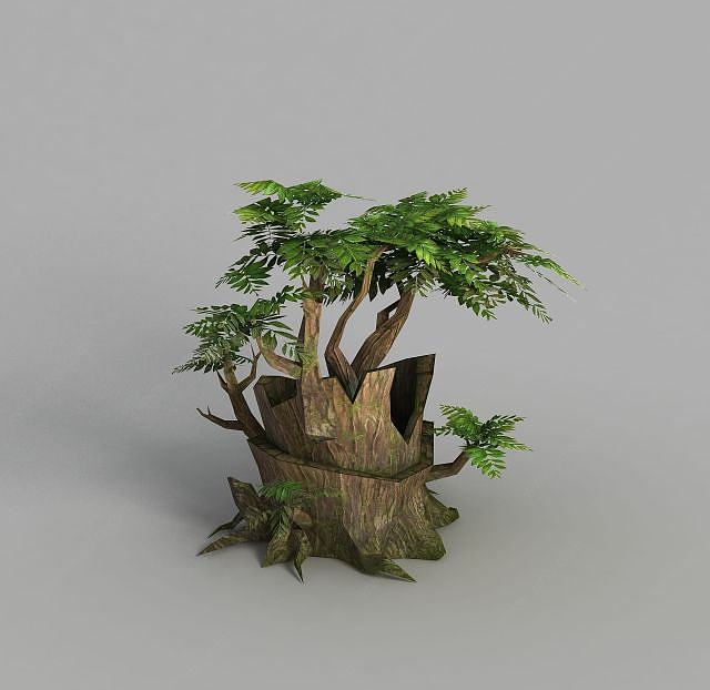 游戏场景树洞装饰3D模型