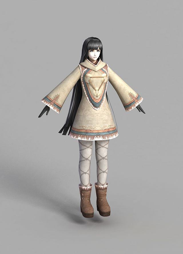 游戏西域女孩人物形象3D模型