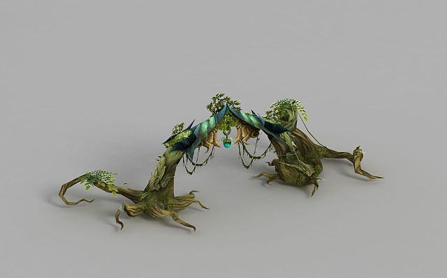 魔兽世界树木大门场景装饰3D模型