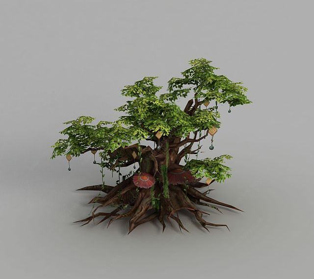 魔兽世界游戏大树场景装饰3D模型