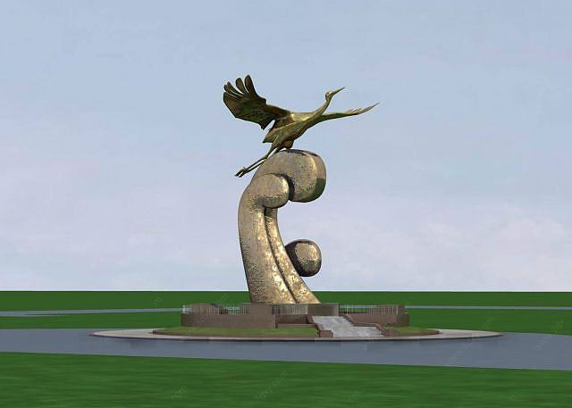雕塑飞鹤3D模型
