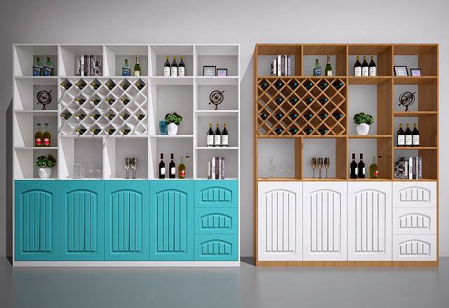 现代北欧酒柜书柜装饰柜3D模型