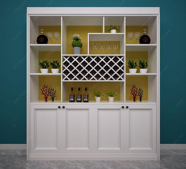 现代北欧酒柜书柜装饰柜3D模型